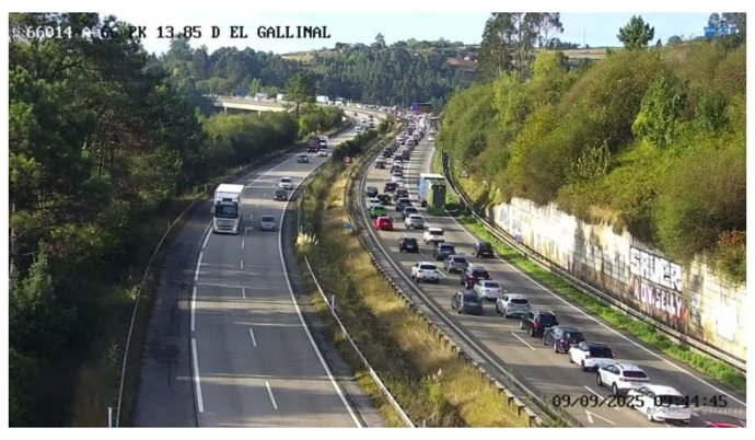 Retenciones en la A-66, sentido Oviedo, debido al accidente por alcance registrado esta mañana.