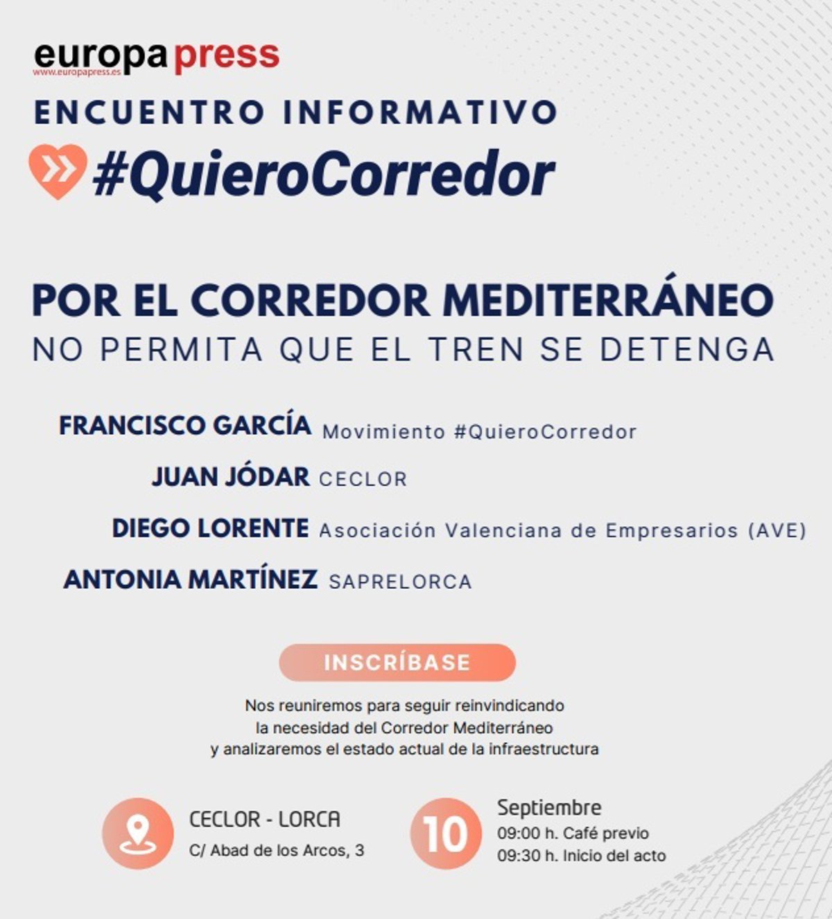 Lorca acoge este miércoles un desayuno empresarial del Movimiento  #Quiero Corredor 