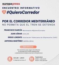 Lorca acoge este miércoles un desayuno empresarial del Movimiento '#Quiero Corredor'