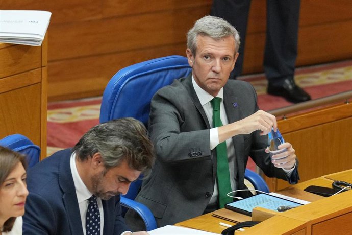 O presidente da Xunta de Galicia, Alfonso Rueda, comparece no Parlamento galego.