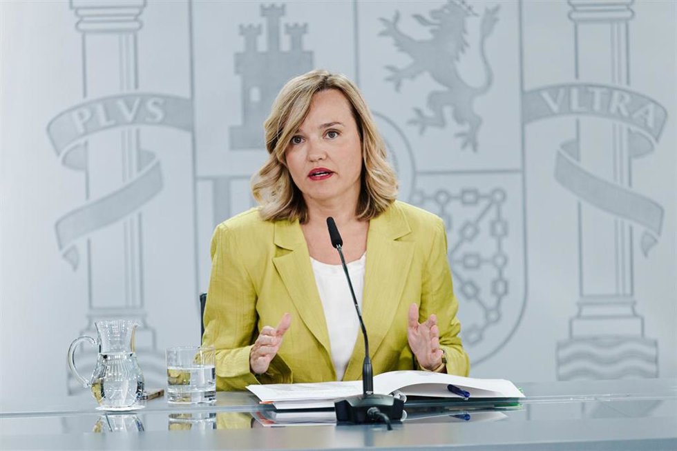 La ministra portavoz, Pilar Alegría, durante la rueda de prensa posterior a la reunión del Consejo de Ministros de este martes, 9 de septiembre