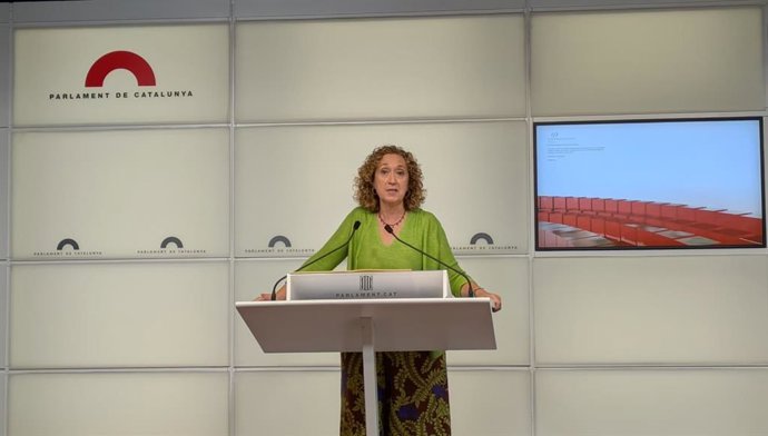 La portavoz de ERC en el Parlament, Ester Capella, en rueda de prensa este martes