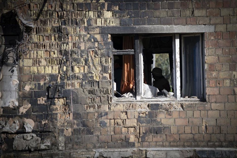 Imagen de archivo de los restos de un edificio tras un bombardeo contra Kiev, la capital de Ucrania.