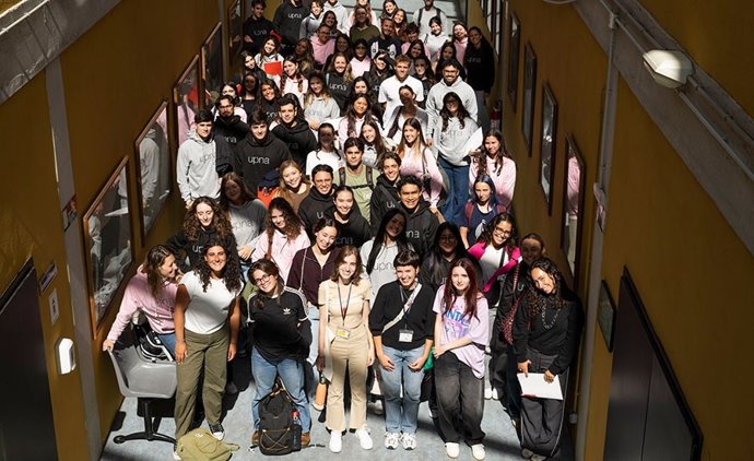 Parte de los estudiantes internacionales, en su primer día en la UPNA.
