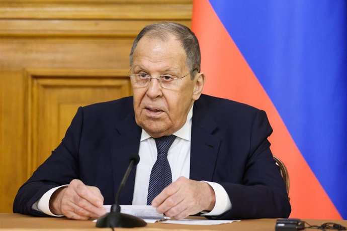 21 August 2025, Russia, Moscow: Russia's Minister of Foreign Affairs Sergei Lavrov gives a joint press conference with India's Minister of External Affairs Jaishankar after Russian-Indian talks at the Reception House of Russia's Ministry of Foreign Affair