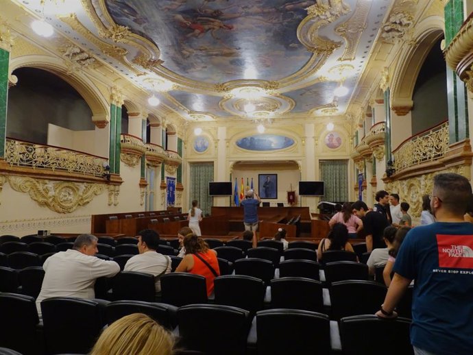 Visitas al Salón Noble de la Diputación de Badajoz en la Noche en Blanco.