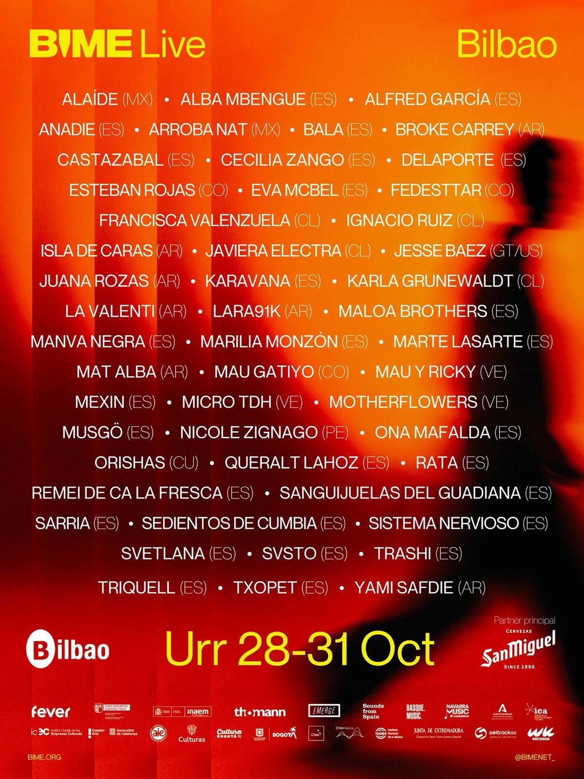 Más de 70 artistas internacionales actuarán en octubre en el BIME Live 2025