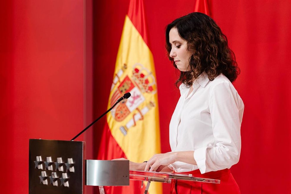Archivo - La presidenta de la Comunidad de Madrid, Isabel Díaz Ayuso, comparece en la Real Casa de Correos para denunciar la ruptura de la caja común, a 14 de julio de 2025, en Madrid (España). La presidenta se refiere a la posibilidad de que Cataluña, 