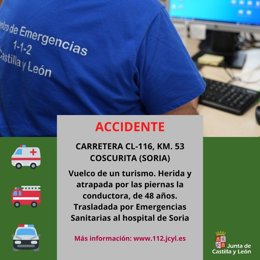 Gráfico elaborado por el 112 con datos del vuelco de un turismo en la CL-116 en Coscurita