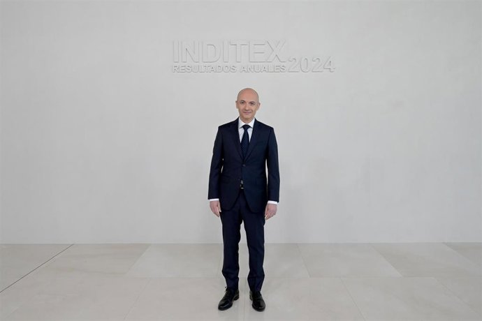 Archivo - El consejero delegado de Inditex, Óscar García Maceiras, durante la presentación de resultados de Inditex del 2024, a 12 de marzo de 2025, en Santiago de Compostela, A Coruña, Galicia (España).