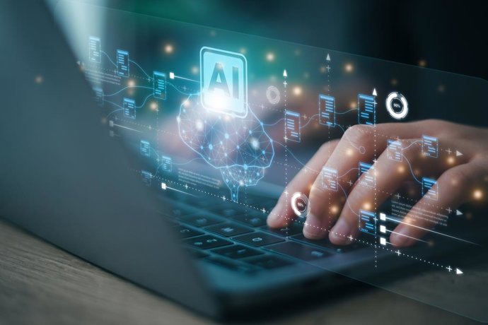 Ai Or Artificial Intelligence Concept. Businessman Using Computer Use Ai To Help Business And Used In Daily Life, Digital Transformation, Internet Of Things, Artificial Intelligence Brain, A.I.,