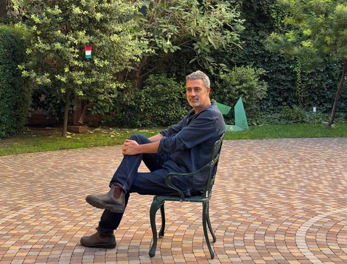 Andrea Bajani antes del encuentro con periodistas este miércoles en Barcelona