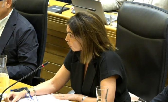 La concejala de Hacienda en el Ayuntamiento de Gijón, María Mitre, durante su intervención en el Pleno Municipal gijonés.