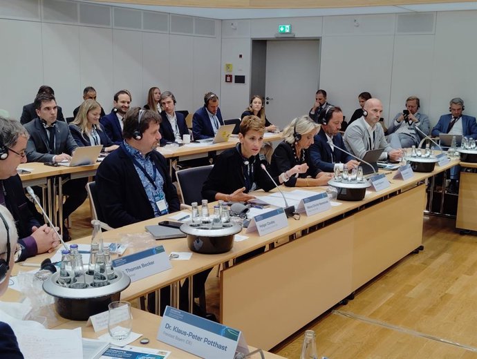 La presidenta de Navarra, María Chivite, durante la cuarta Conferencia Anual de la Alianza de las Regiones Europeas de Automoción