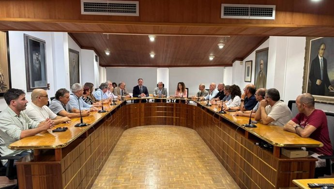 El conseller de Vivienda, Territorio y Movilidad, José Luis Mateo, reunido con los 13 municipios que se suman a la zona de prestación conjunta del servicio de taxi en el centro y norte de Mallorca.