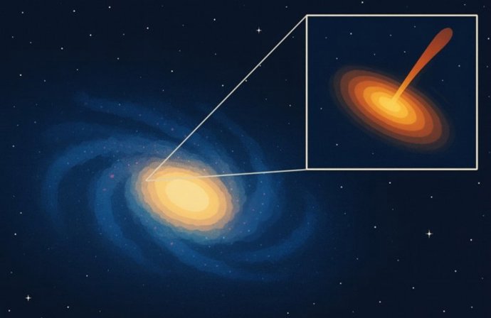 Ilustración artística de un agujero negro extranuclear