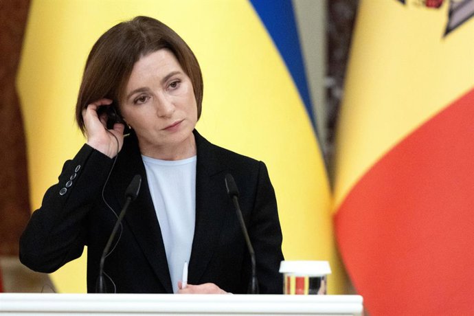 Archivo - January 25, 2025, Kyiv, Ukraine: KYIV, UKRAINE - JANUARY 25, 2025 - President of the Republic of Moldova Maia Sandu attends a joint briefing with President of Ukraine Volodymyr Zelenskyy in Kyiv, capital of Ukraine.