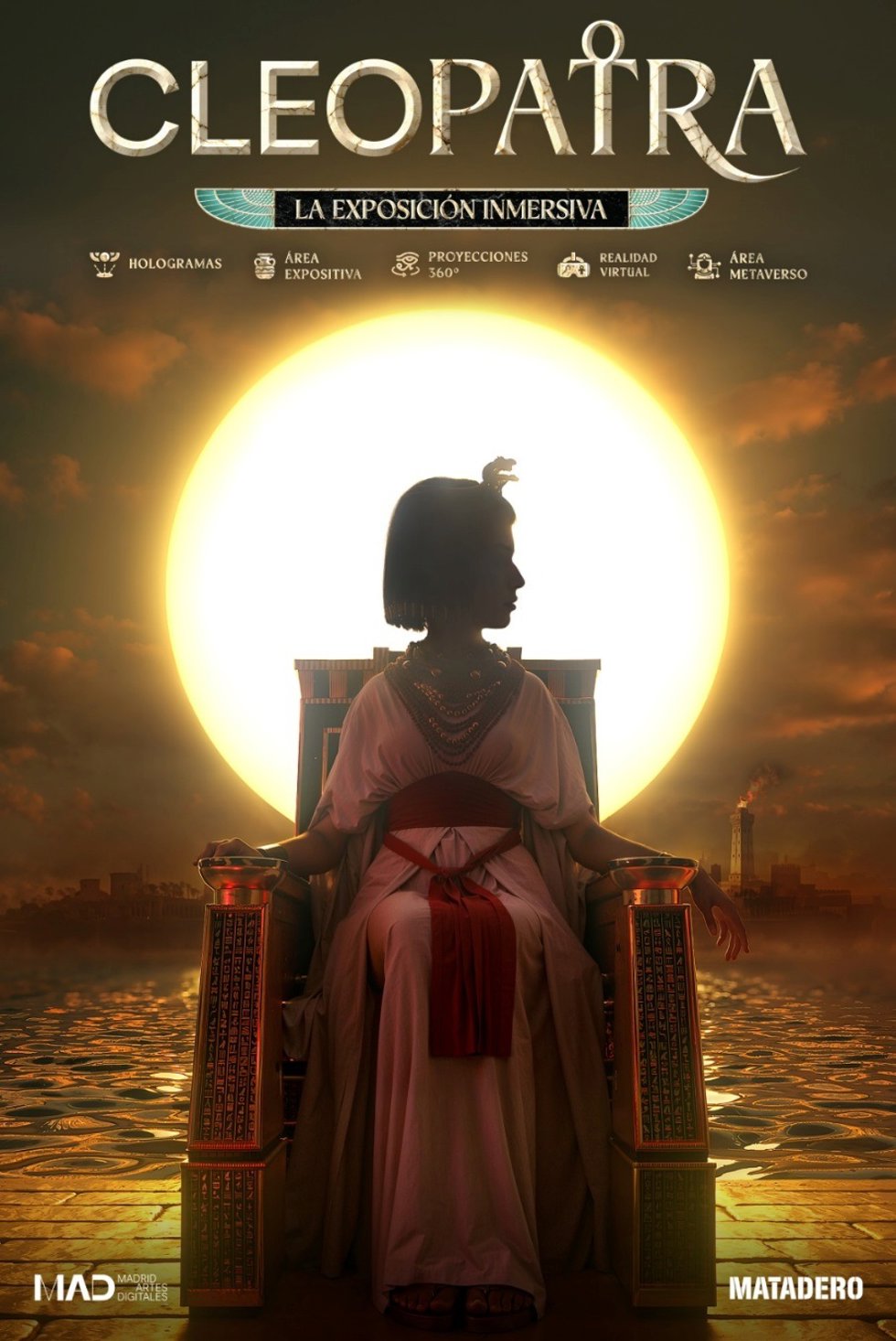 A partir del próximo viernes 12 de septiembre al cruzar la entrada de la Nave 16 de Matadero Madrid nos transportaremos al corazón del Egipto helenístico para redescubrir a Cleopatra.