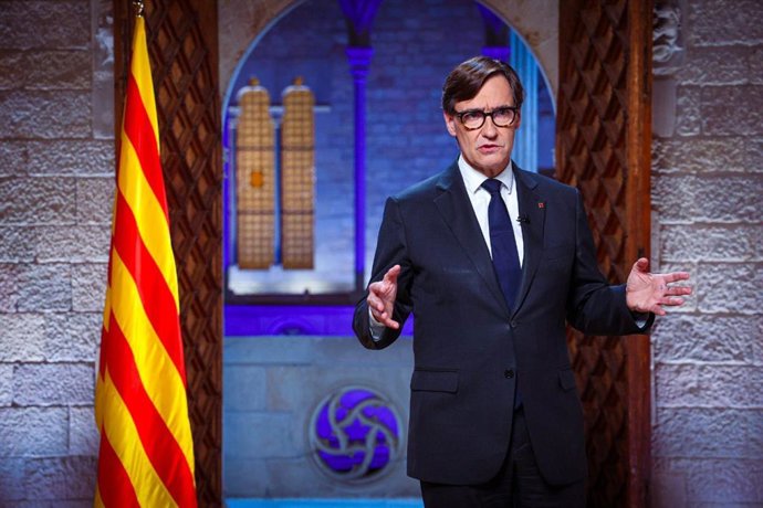 El presidente de la Generalitat, Salvador Illa, en el mensaje institucional por la Diada