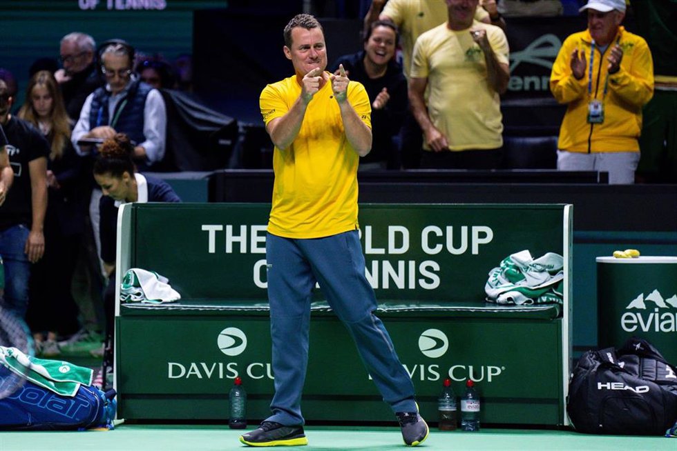 Archivo - Lleyton Hewitt, Capitain of Australia Team, celebrates after winning against Ben Shelton and Tommy Paul of United States of America during the Davis Cup 2024 tennis match, Quarter Finals, played between United States of America and Australia a