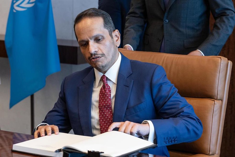 Archivo - El primer ministro y ministro de Exteriores de Qatar, el jequeMohamed bin Abdulramán al Thani