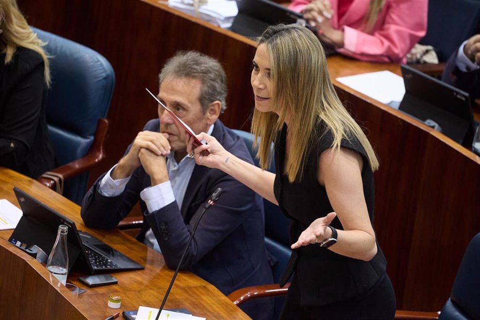 Archivo - La portavoz del PSOE en la Asamblea de Madrid, Mar Espinar, interviene durante una sesión plenaria en la Asamblea de Madrid