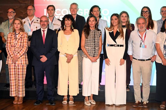 La ministra de Igualdad, Ana Redondo, y la Reina Letizia asisten a la III edición del Congreso sobre Trata de Seres Humanos, a 11 de septiembre de 2025, en Madrid (España). 