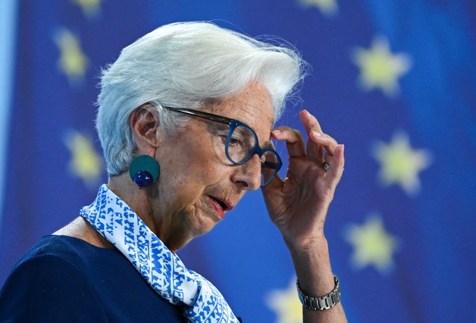 24 July 2025, Hesse, Frankfurt_Main: Christine Lagarde, President of the European Central Bank, speaks during a press conference at ECB headquarters after eurozone interest rates were left unchanged at 2.