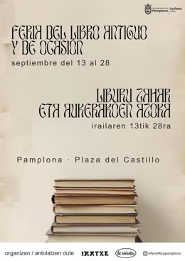 Cartel de la Feria del libro Antiguo y de Ocasión de Pamplona.