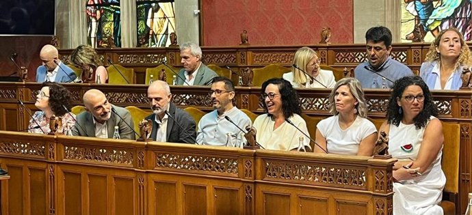 Bancada de la oposición, entre la que se encuentra el grupo socialista, en el Consell de Mallorca.