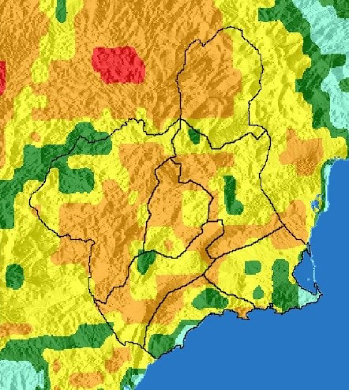El nivel de riesgo de incendio forestal para este viernes es muy alto o alto en la Región de Murcia