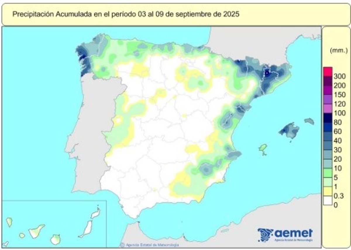 España registra un superávit de lluvias del 9% a poco más de quince días del cierre del año hidrológico