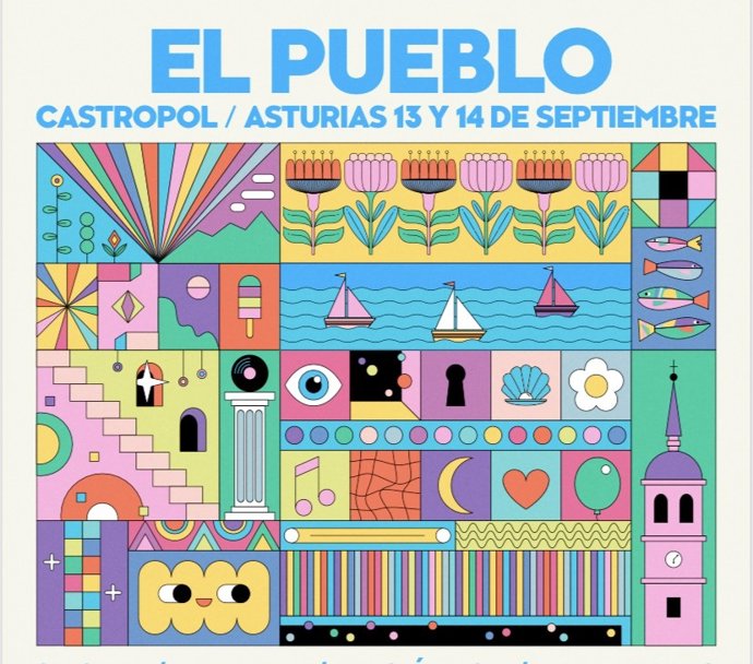 Cartel del festival El Pueblo,en Castropol.