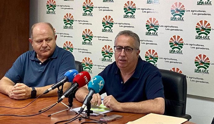 El secretario general de UPA-UCE Extremadura, Ignacio Huertas, en rueda de prensa