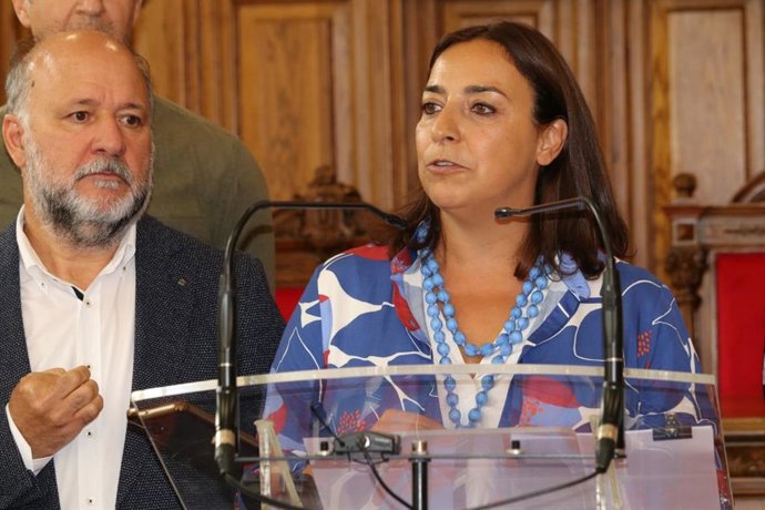 La alcalde de Palencia durante la rueda de prensa tras la ruptura del pacto de gobierno por parte de 'Vamos Palencia!.