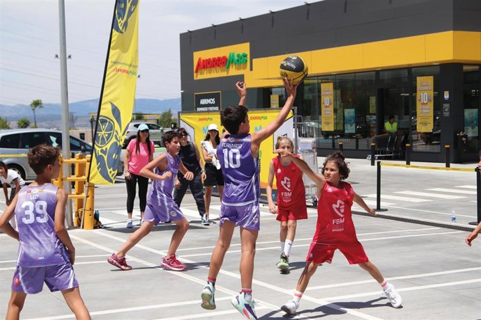 Partido de baloncesto 3x3, en Madrid.