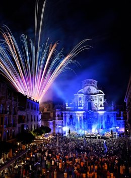 Imagen del espectáculo 'Murcia 1200' en la Plaza Belluga.