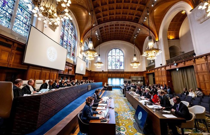Archivo - La sala de la Corte Internacional de Justicia durante una vista