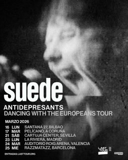 Cartel de la gira española de Suede en marzo de 2026