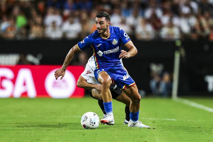 El jugador del Getafe Juan Iglesias durante un partido de Liga.
