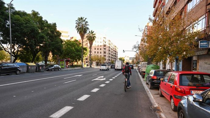 Imagen de un carril bici de València.