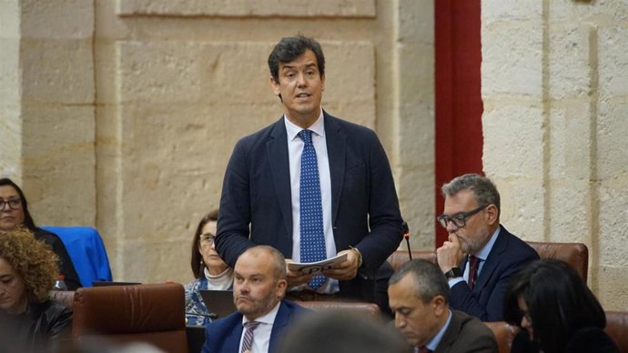 El parlamentario andaluz del PP por Almería Juan José Salvador, en una sesión plenaria en la Cámara autonómica.