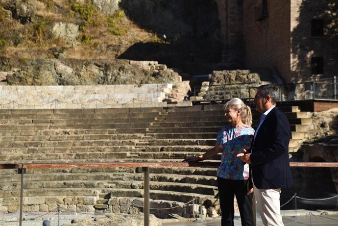 La consejera Patricia del Pozo, en el Teatro Romano de Málaga.