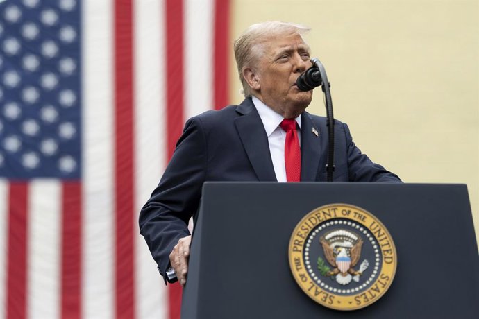 11 de setembro de 2025, Arlington, Virgínia, Estados Unidos: O presidente dos EUA, Donald Trump, faz um discurso durante a comemoração do 24º aniversário dos ataques terroristas de 11 de setembro no Pentágono, em 11 de setembro de 2025, em Arlington, Virg