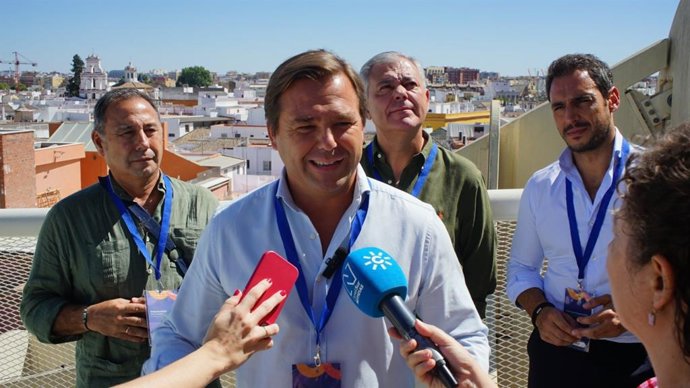 Antonio Repullo, secretario general del PP-A este domingo en Sevilla.