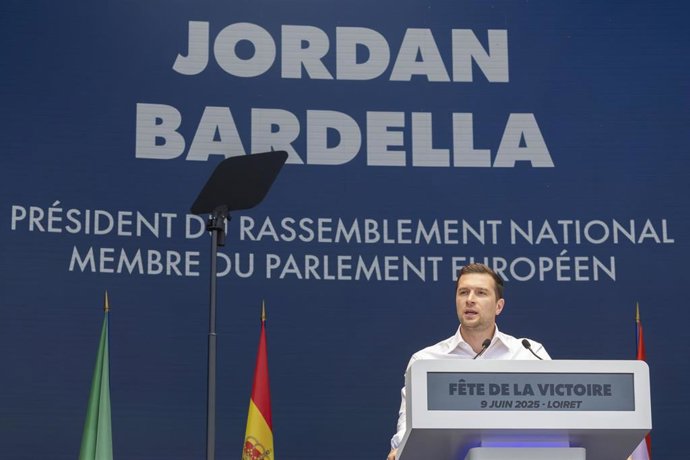 Archivo - El presidente de la Agrupación Nacional, Jordan Bardella (archivo)