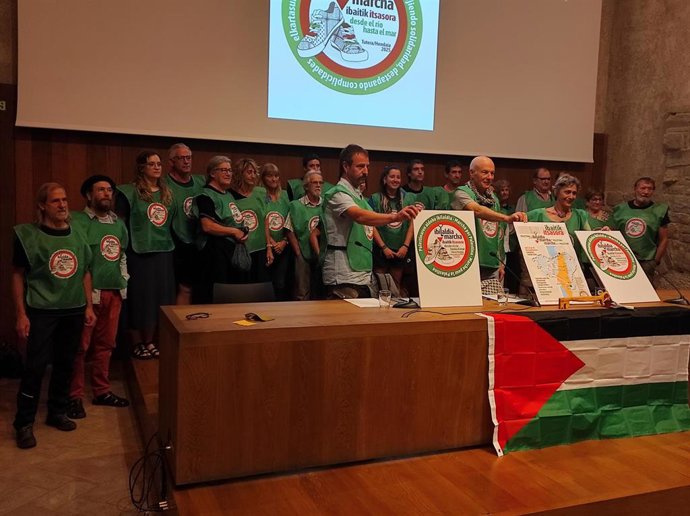 Presentación en Pamplona el pasado mes de agosto de una marcha de apoyo a Palestina entre Tudela y Hendaya.