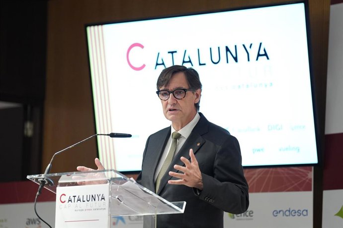 El president de la Generalitat, Salvador Illa, en la jornada d'Europa Press 'Catalunya cap al futur'