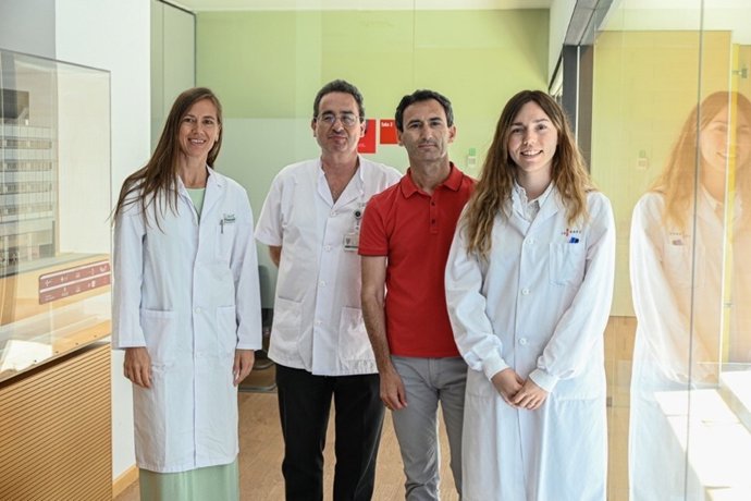 From left to right, Dr. Nela Klein-González and Dr. Manel Juan (corresponding authors), Claudio Santos, PhD (CEO of Gyala Therapeutics), and Lorena Perez, PhD (first author of the study)