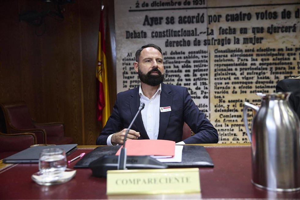 El presidente de Enusa, Mariano Moreno Pavón, comparece en la comisión de investigación sobre el caso Koldo, en el Senado, a 15 de septiembre de 2025, en Madrid (España).